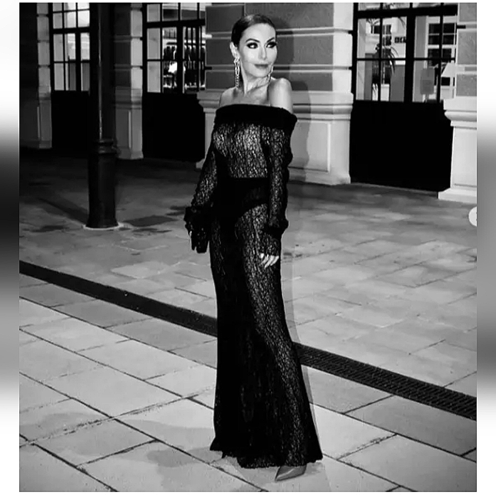 Zara * lace dress off shoulder maxi gown long black size XS/S